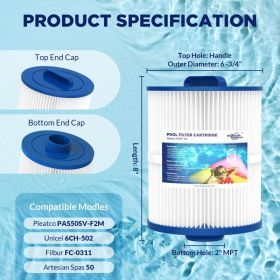 Pool Spa Filter Cartridge Replace For Pleatco PAS50SV-F2M 6CH-502 Filbur FC-0311