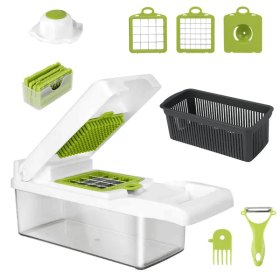 12 In 1 Vegetable Chopper With Container Kitchen Food Slicer Dicer Grater