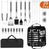 Stainless Steel BBQ Grill Tool Kit Grilling Utensil Accessories w/ Spatula Tongs Fork Knife
Brush Pepper Salt Shaker Bottle Grilled Skewers Corn Need