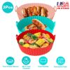 3Pcs Reusable Foldbale Air Fryer Silicone Pot 464°F Heat Resistant Round Replacement of Parchment Liners 3 Food Grade Baking Basket Pans for 4+Quart A