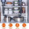 2-Tier Under Sink Organizer Retractable Kitchenware Rack Holders Space Saving Storage Shelf 22LBS Max Load
