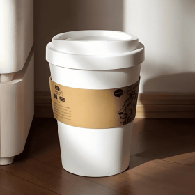 2025 New Elegant Lion Theme Coffee Cup Trash Can Deodorizing Push-On Lid Black And White Odor Resistance High Aesthetic Large Capacity