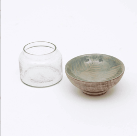 Glass Nut Jar With Wooden Bowl-Shaped Lid