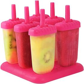 6Pcs Popsicle Molds Reusable Ice Cream DIY Ice Maker Ice Bar Maker Plastic Popsicle Mold For Homemade Iced Snacks