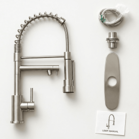 Touch Kitchen Faucet With Pull Down Sprayer, Single Handle Stainless Steel Spring Neck Kitchen Faucet, 2 Function Spray Head, Single Hole Install (Option: 1)