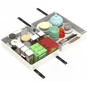 2Pcs Pull Out Cabinet Organizers Sliding Shelf Spice Rack Carbon Steel Roll Out Drawers Fixed with Adhesive Nano Film with Handle 55LBS Max Load (Option: 2PcsOrganizer 30CM)