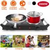 2000W Electric Dual Burner Portable Coil Heating Hot Plate Stove Countertop RV Hotplate With 5 Temperature Adjustments Portable Handles