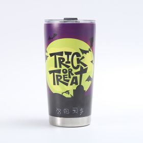 Customized Creative 304 Stainless Steel Insulated Mug, 3D-Printed Beer Cup, Halloween Large-Capacity 20oz Car Tumbler (Color: Purple)