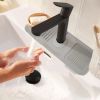 Faucet Splash Mat 14.56x5.51in Silicone Sink Drying Mat Water Drip Catching Tray Water Drainage Pad Sponge Soap Holder for Kitchen Bathroom Sink Fauce