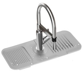 Faucet Splash Mat 14.56x5.51in Silicone Sink Drying Mat Water Drip Catching Tray Water Drainage Pad Sponge Soap Holder for Kitchen Bathroom Sink Fauce (Option: SinkSplashGuard Grey)