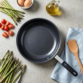 Ceramic Nonstick Egg Pan, Aluminum Frying Pan with Stainless Steel Base, Oven Safe, Dishwasher Safe Skillet (Option: Black-12IN)