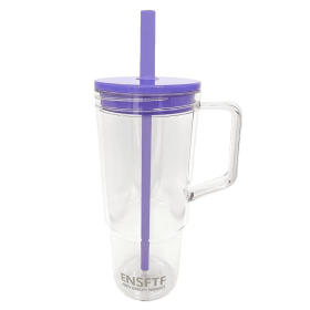 Made Of BPA-free, Double-walled, Leak-proof, Portable Cup Holder With Straw Handle, Suitable For Both Hot And Cold Drinks, Car Cup Holder, Office (Option: Purple)
