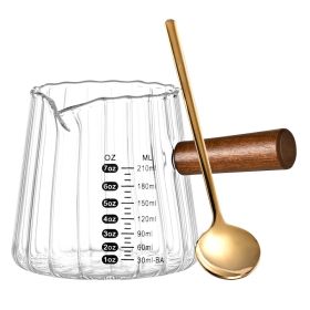 1 Pcs 210ML Mini Coffee Cup With Spoon,Glass Milk Cup, Italian Coffee Cup With Wooden Handle, Coffee Measuring Cup (Option: Transparent)