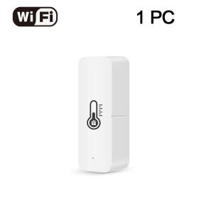 Tuya WiFi/Zigbee Smart Temperature Humidity Sensor Indoor Hygrometer APP Remote Monitor Via Smart Life Works With Alexa Google (Color: TH02-1PC)
